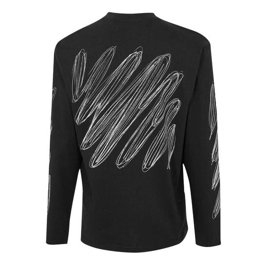 Off White Heren-T-shirt met ronde hals, normale pasvorm en lange mouwen (Zwart, Wit) - Image 2