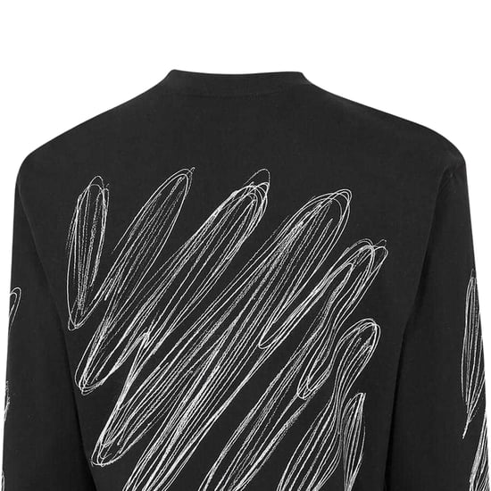 Off White Heren-T-shirt met ronde hals, normale pasvorm en lange mouwen (Zwart, Wit) - Image 4
