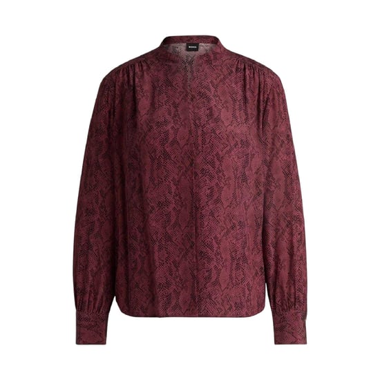 Boss Damesblouse met lange mouwen en slangenprint (Bourgondië) - Image 2