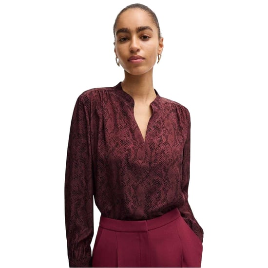 Boss Damesblouse met lange mouwen en slangenprint (Bourgondië) - Image 5