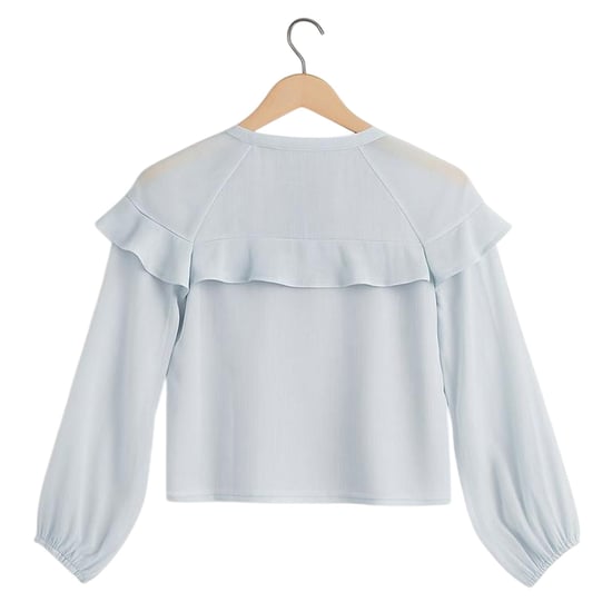 I Saw It First Damesblouse met ruches en lange mouwen (Blauw) - Image 2