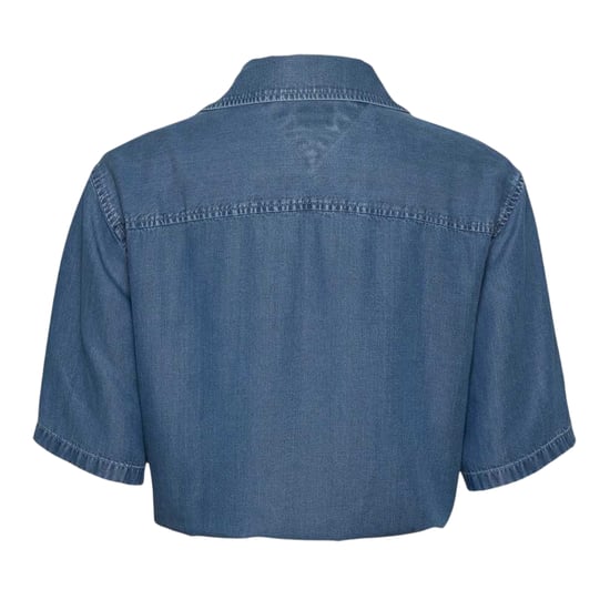 Tommy Jeans Cropped chambray-shirt met geknoopte zoom voor dames (Medium Blauw) - Image 3