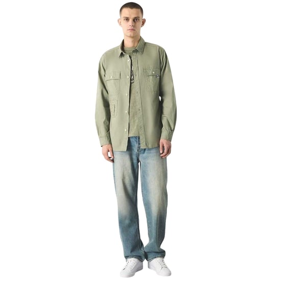 Pretty Green Mens Brentwood Long-Sleeved Shirt (Green) - Image 1