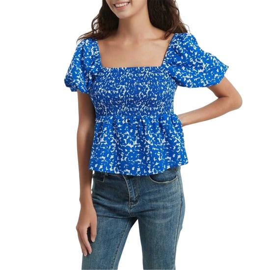 Be You Damesblouse met vierkante halslijn en een losse pasvorm (Blauw) - Image 2