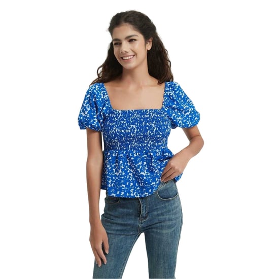 Be You Damesblouse met vierkante halslijn en een losse pasvorm (Blauw) - Image 4