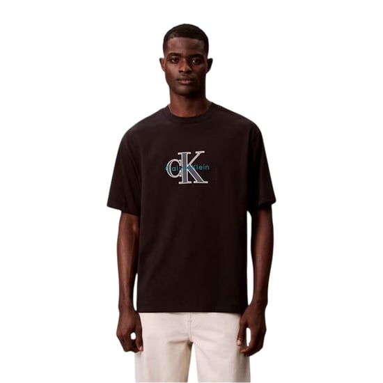 Calvin Klein Heren Tekst Logo T-shirt (Zwart) - Image 1