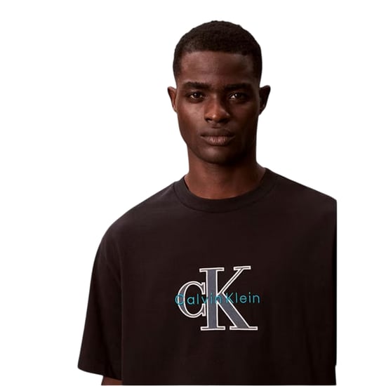 Calvin Klein Heren Tekst Logo T-shirt (Zwart) - Image 4
