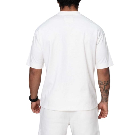 Blank Essentials Mens Cotton Blend Oversized T-Shirt (Off White) - Image 4