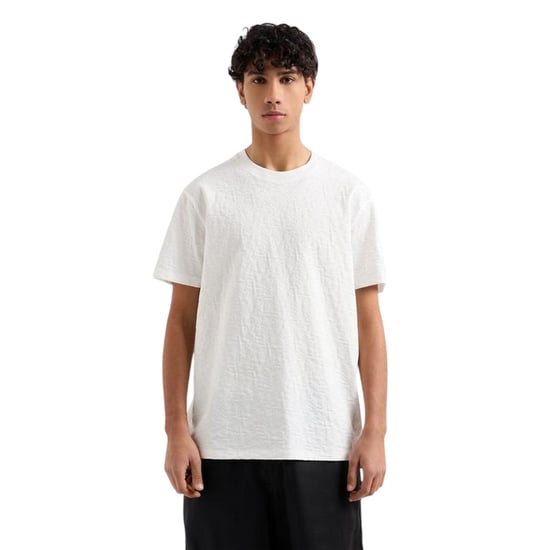 Armani Exchange Mens Textured Crew Neck Regular T-Shirt (Off White) - Image 1