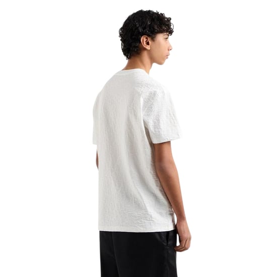Armani Exchange Mens Textured Crew Neck Regular T-Shirt (Off White) - Image 3