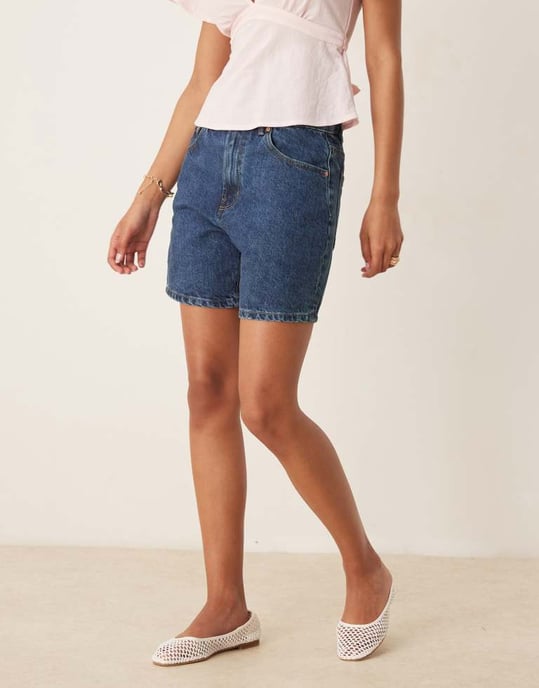 Gina Tricot denim shorts in midwash blue - Image 2