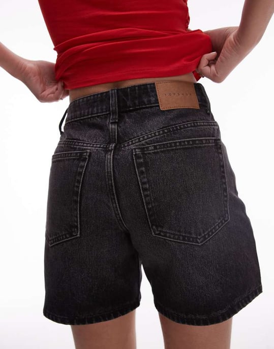 Topshop denim Editor shorts in washed black - Image 2