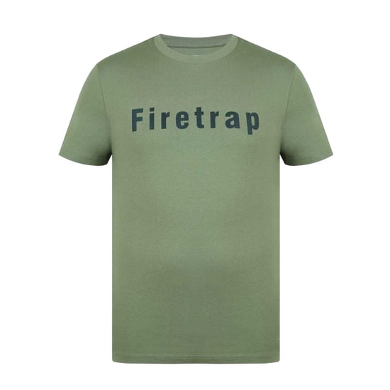 Firetrap Mens Logo Cotton T-Shirt (Khaki Green) - Image 1