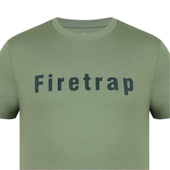 Firetrap Mens Logo Cotton T-Shirt (Khaki Green) - Image 3