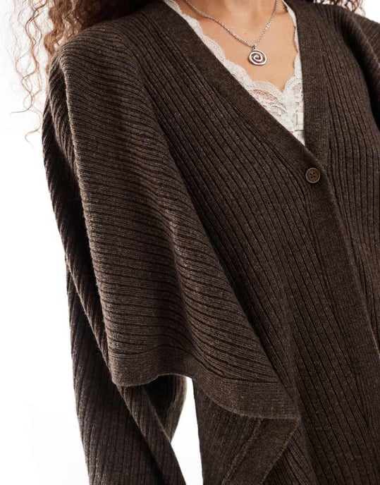 Urban Revivo drape effect cardigan in brown - Image 3