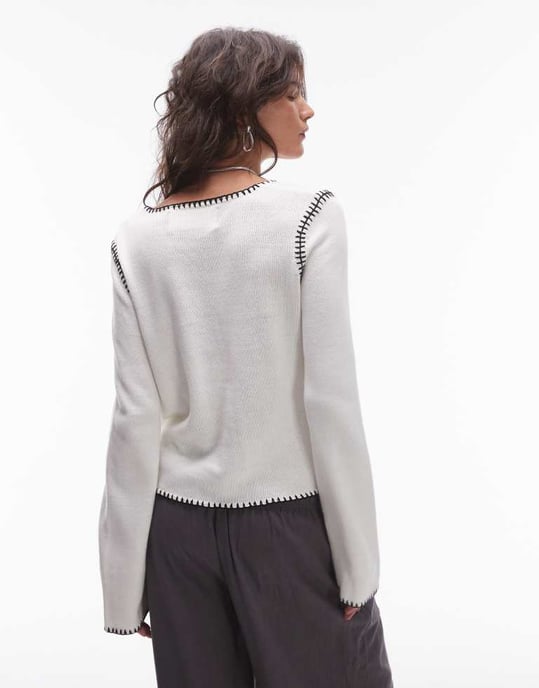 Resume blanket stitch button up cardigan in creme - Image 4