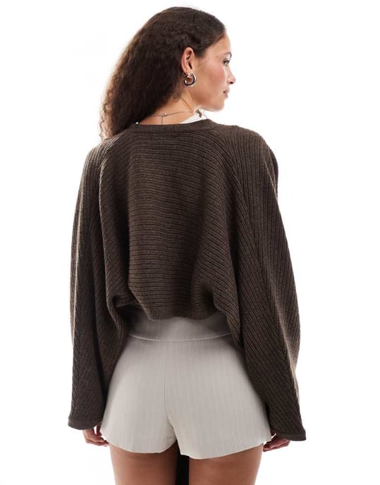 Urban Revivo drape effect cardigan in brown - Image 4