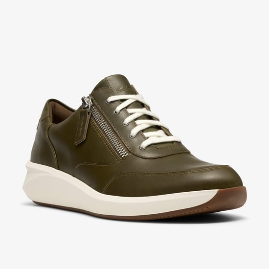 Un Rio Zip Olive Leather Shoes - Image 4
