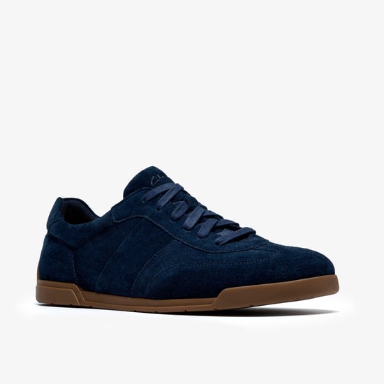 Henton Lo Navy Suede Trainers - Image 4
