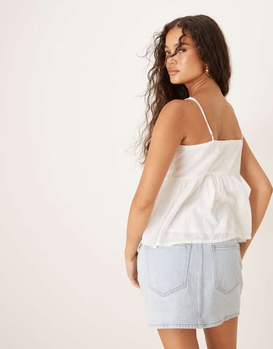 JDY broderie peplum cami top in white - Image 2