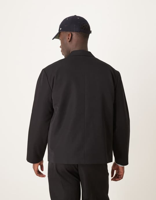 ASOS DESIGN slouchy boxy suit jacket in black twill - Image 4