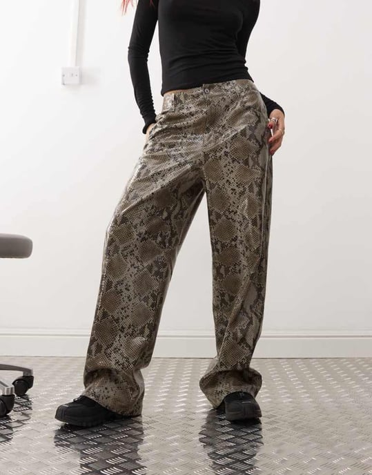 COLLUSION X015 PU baggy trousers in snakeprint - Image 2
