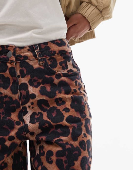 Topshop animal print high rise straight leg trouser in multi - Image 3