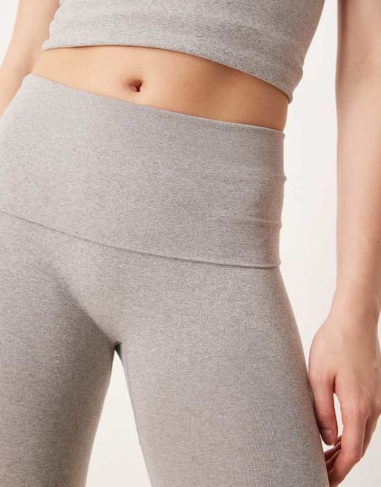 ASOS DESIGN seamless sculpting fold waist flare trouser co-ord in grey marl - Image 2