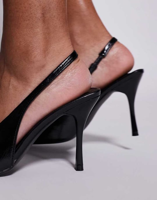 Public Desire Tilapia hög vamp slingback klackskor i svart - Image 2