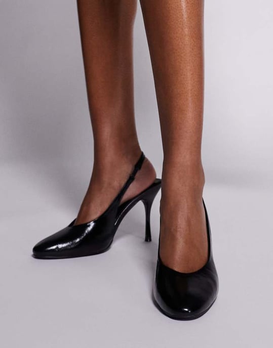 Public Desire Tilapia hög vamp slingback klackskor i svart - Image 4