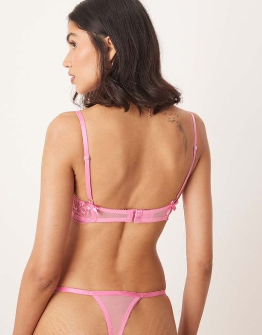 Kat The Label Sofia floral mesh thong in pink - Image 4