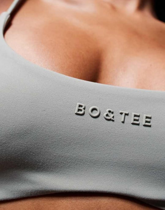 Bo+Tee sports bra co-ord in mineral soft olive - Image 2