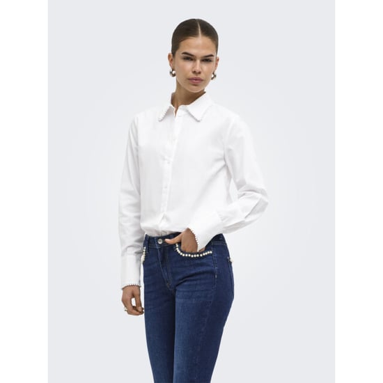 Only onlnemil l/s pearl detail shirt wvn 15383039 bright white - Image 2