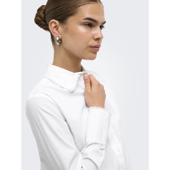 Only onlnemil l/s pearl detail shirt wvn 15383039 bright white - Image 3