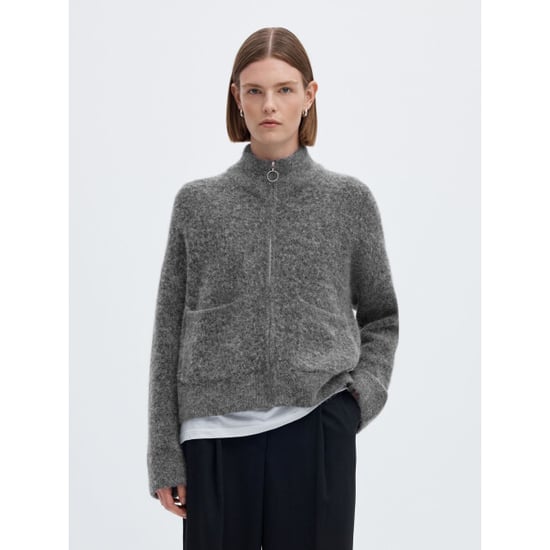 Selected Femme slwsia ras ls knit zipper cardigan 16091220 medium grey melange - Image 3