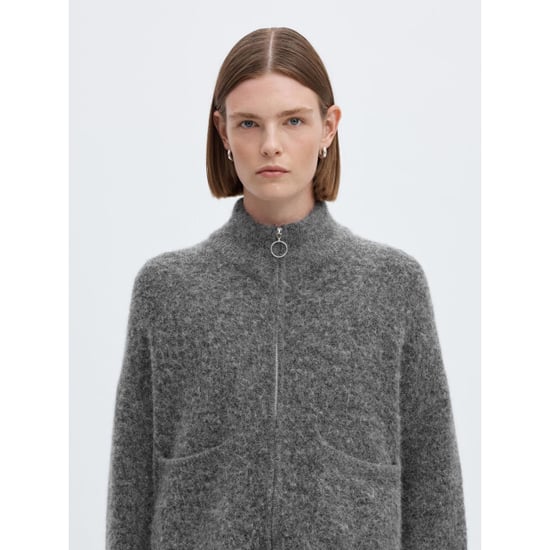 Selected Femme slwsia ras ls knit zipper cardigan 16091220 medium grey melange - Image 6