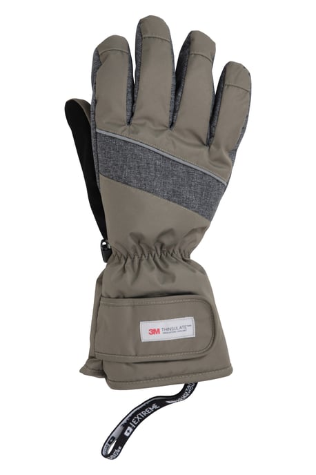 Men's Thinsulate Ski Gloves Waterproof Breathable Touch Strap Winter Mittens Khaki - Image 2