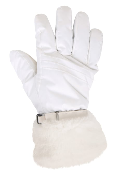 'Parallax' Women's Waterproof Ski Gloves Fleece Lined Warm Comfy Winter Mittens White - Image 3