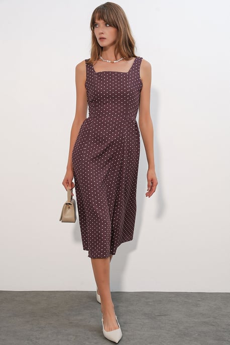 Polka Dot A-Line Midi Dress - Image 1