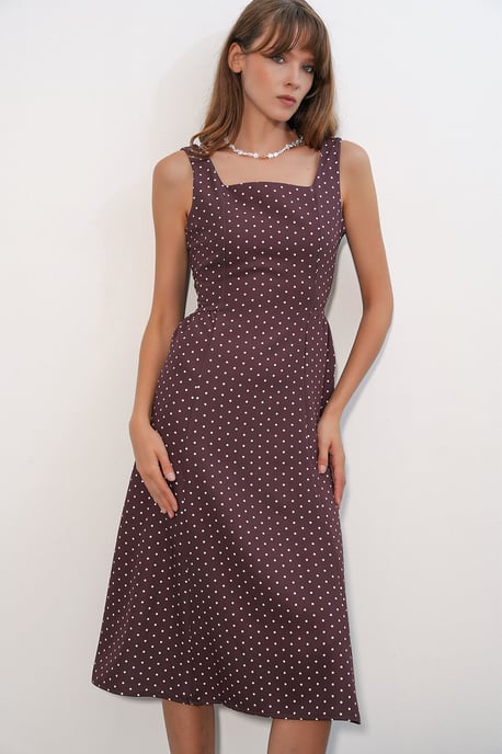 Polka Dot A-Line Midi Dress - Image 2
