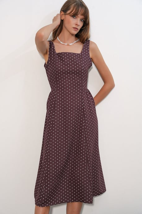 Polka Dot A-Line Midi Dress - Image 3