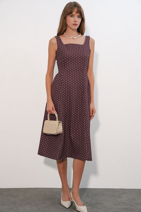 Polka Dot A-Line Midi Dress - Image 4