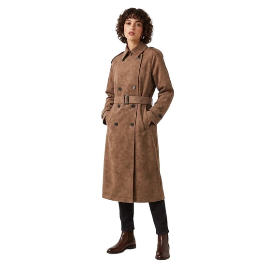 Biba Trenchcoat van kunstleer voor dames (Chocolade) - Image 1