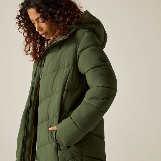 Regatta Womens/Ladies Eloria Long Length Padded Jacket (Dark Khaki) - Image 3