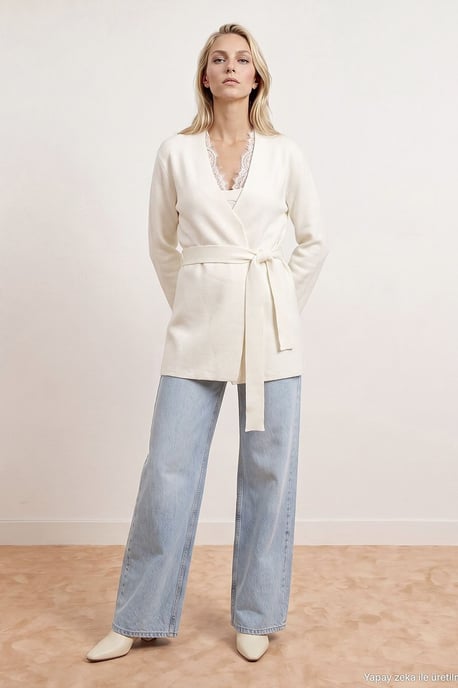 Women's Acrylic Wool Blend Cardigan - Image 4