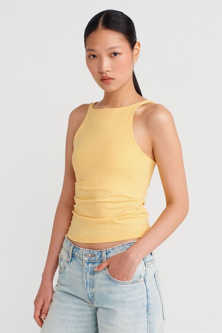 Ribbad ärmlös slim-fit t-shirt med rund hals - Image 4
