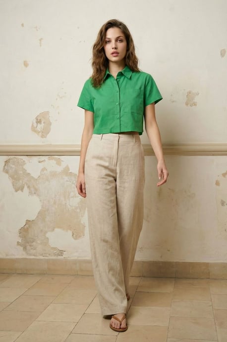Button-Up Pocket Crop Shirt - Image 6