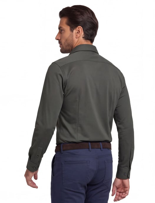 Overhemd John Miller Slim Fit olijfgroen stretch - Image 2