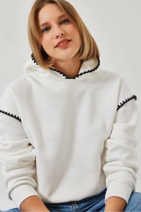 Hoodie met Kap en Kantdetails in Relaxed Fit - Image 3