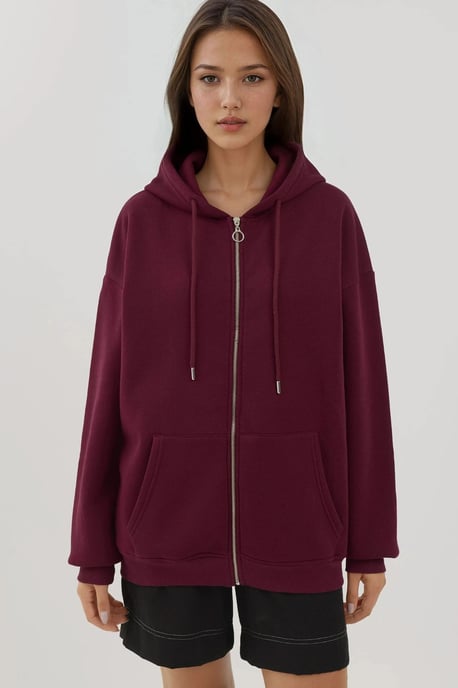 Texturerad Helfulldraget Hoodie med Fickor - Image 2